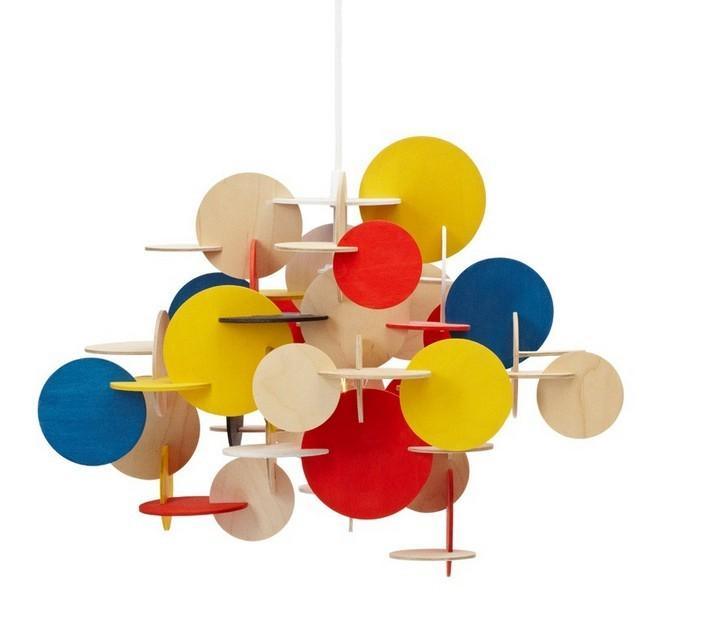 BAU Lamp 现代时尚创意简约设计师积木拼花七彩木艺儿童房吊灯